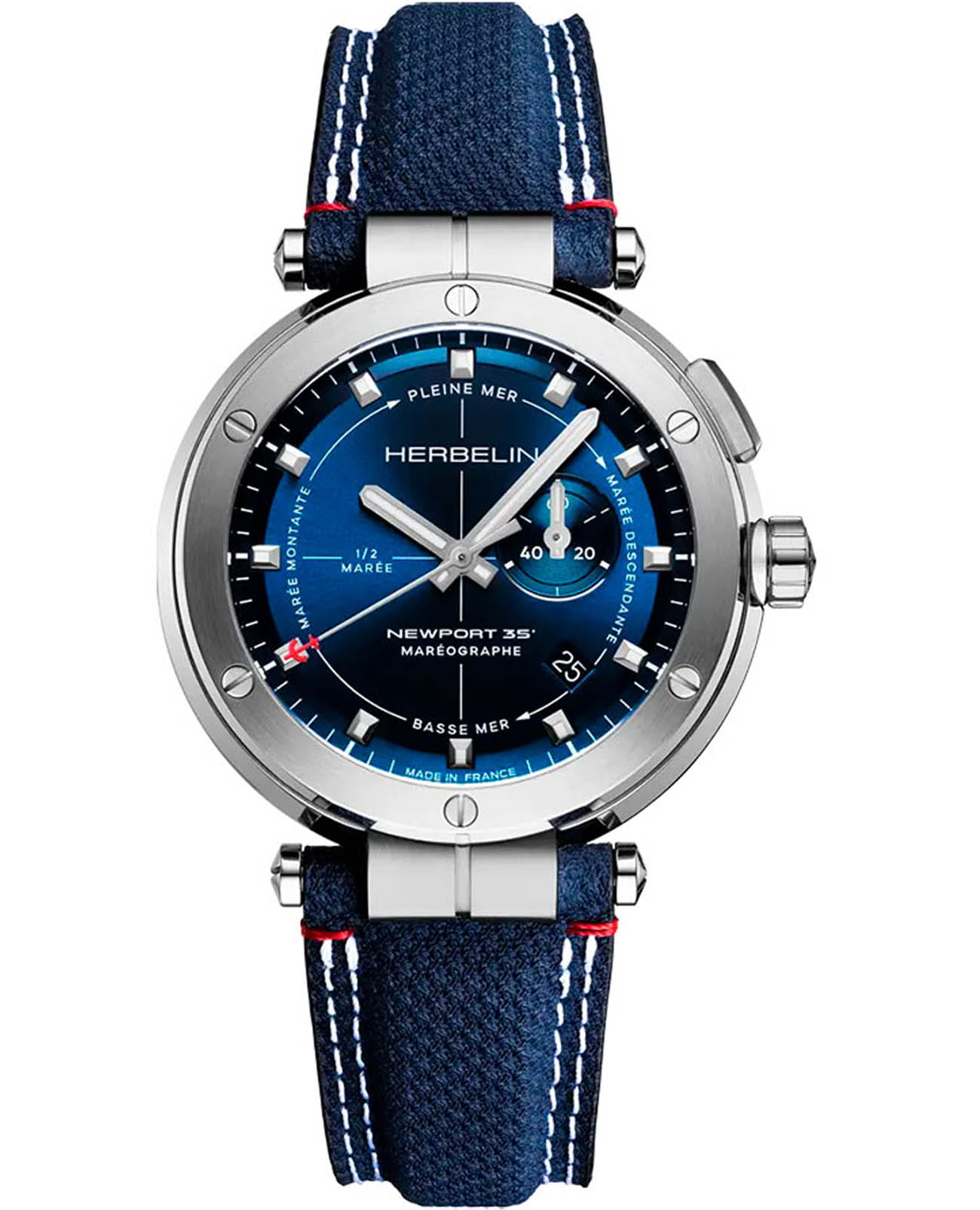 Herbelin Herbelin Newport Mareograph 24688A15  24688A15 кварцевые мужские часы синий циферблат, браслет тканевый — вид спереди
