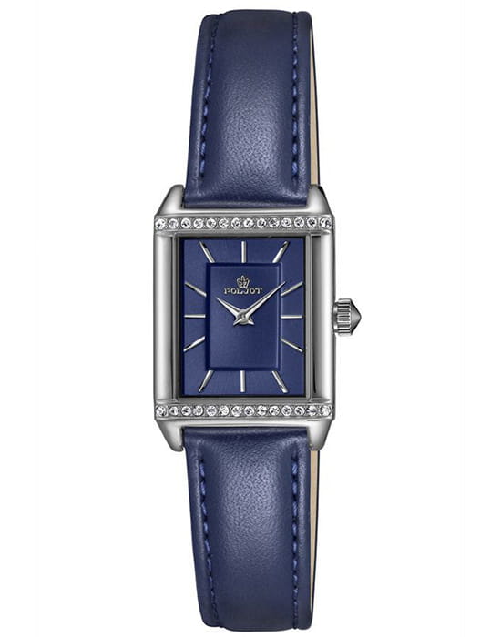 Полет Полет VX50.1841321  VX50.1841321 кварцевые женские часы синий циферблат, браслет кожаный — вид спереди
