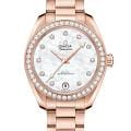 Omega Omega Seamaster Aqua Terra 220.55.34.20.55.001 Aqua Terra 22055342055001 механические женские часы белый циферблат, браслет 18-каратное красное золото — вид спереди