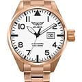 Aviator Aviator Airacobra V.1.22.2.152.5  V.1.22.2.152.5 кварцевые мужские часы белый циферблат, браслет нержавеющая сталь с pvd-покрытием — вид спереди