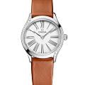 Omega Omega De Ville Mini Tresor 428.17.26.60.04.004  42817266004004 кварцевые женские часы белый циферблат, браслет кожаный — вид спереди