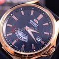 Orient Orient FN02002B (FFN02002B), classic automatic япония мужские часы на браслете кожа + текстиль боковой вид