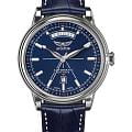 Aviator Aviator Douglas Day-Date V.3.20.0.145.4  V.3.20.0.145.4 механические мужские часы синий циферблат, браслет кожаный — вид спереди