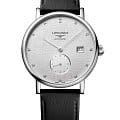 Longines Longines Elegant Collection L4.812.4.77.2  L48124772 механические женские часы серебристый циферблат, браслет кожаный — вид спереди