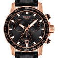 Tissot Tissot SuperSport Chrono T125.617.36.051.00 SuperSport Chrono T1256173605100 кварцевые мужские часы черный циферблат, браслет кожаный — вид спереди