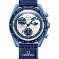 Swatch Swatch x Omega Bioceramic Moonswatch Mission to The SuperBlue Moonphase SO33N700  SO33N700 кварцевые мужские часы белый циферблат, браслет нейлон — вид спереди