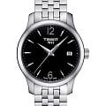 Tissot Tissot Tradition Lady T063.210.11.057.00 Tradition T0632101105700 кварцевые женские часы черный циферблат, браслет нержавеющая сталь — вид спереди