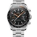 Omega Omega Speedmaster Racing 329.30.44.51.01.002    32930445101002 механические мужские часы черный циферблат, браслет нержавеющая сталь — вид спереди