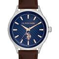 U.S. Polo Assn. U.S. Polo Assn. Fundamental USPA1069-06  USPA1069-06 кварцевые мужские часы синий циферблат, браслет кожаный — вид спереди