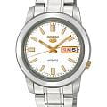 Seiko Seiko 5 Regular SNKK07J1  SNKK07J1 механические мужские часы белый циферблат, браслет нержавеющая сталь — вид спереди