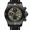 Breitling Breitling Super Avenger Chronograph 48 Night Mission V133751A1L1X1  V133751A1L1X1 механические мужские часы зеленый циферблат, браслет кожаный — вид спереди