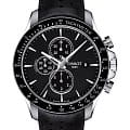 Tissot Tissot V8 Automatic Chronograph T106.427.16.051.00 V8  T1064271605100 механические мужские часы черный циферблат, браслет кожаный — вид спереди