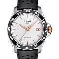 Tissot Tissot V8 Swissmatic T106.407.26.031.00 V8  T1064072603100 механические мужские часы белый циферблат, браслет кожаный — вид спереди