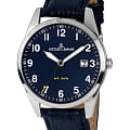 Jacques Lemans Jacques Lemans 1-2002C  1-2002C кварцевые мужские часы синий циферблат, браслет кожаный — вид спереди