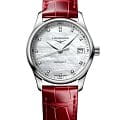 Longines Longines Master Collection L2.357.4.87.2  L23574872 механические женские часы перламутровый циферблат, браслет кожаный — вид спереди
