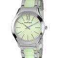 Jacques Lemans Jacques Lemans 1-1796K  1-1796K кварцевые женские часы зеленый циферблат, браслет сталь + керамические вставки — вид спереди