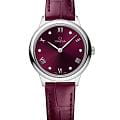 Omega Omega De Ville Prestige 434.13.28.60.61.001  Prestige 43413286061001 кварцевые женские часы красный циферблат, браслет кожаный — вид спереди