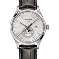 Certina Certina DS-8 Moon Phase C033.457.16.031.00 DS 8 C0334571603100 кварцевые мужские часы серебристый циферблат, браслет кожаный — вид спереди