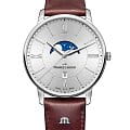 Maurice Lacroix Maurice Lacroix Eliros Moonphase EL1108-SS001-110-1  EL1108-SS001-110-1 кварцевые мужские часы серебристый циферблат, браслет кожаный — вид спереди