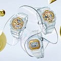 Casio Casio G-Shock GMA-S110SG-7AER электронные женские часы часы крупный план золотой циферблата