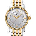 Tissot Tissot Bridgeport T097.410.22.038.00 Bridgeport T0974102203800 кварцевые мужские часы белый циферблат, браслет сталь c pvd покрытием — вид спереди