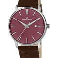Jacques Lemans Jacques Lemans Retro Classic N-213E  N-213E кварцевые мужские часы красный циферблат, браслет кожаный — вид спереди