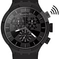Swatch Swatch Big Bold Chrono Pay! SB02B103-5300  SB02B103-5300 кварцевые мужские часы черный циферблат, браслет силикон — вид спереди