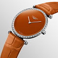 Longines Longines La Grande Classique L4.523.0.92.2 кварцевые женские часы часы крупный план оранжевый циферблата