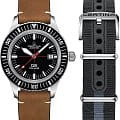 Certina Certina DS PH200M C036.407.16.050.00 DS PH200M C0364071605000 механические мужские часы черный циферблат, браслет кожа + текстиль — вид спереди