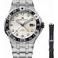 Maurice Lacroix Maurice Lacroix Aikon Venturer GMT AI6158-SS00F-130-A  AI6158-SS00F-130-A механические мужские часы серебристый циферблат, браслет нержавеющая сталь — вид спереди