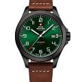 Swiss Military by Chrono Swiss Military by Chrono Automatic Collection SMA34077.06  SMA34077.06 механические мужские часы зеленый циферблат, браслет кожаный — вид спереди