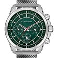 U.S. Polo Assn. U.S. Polo Assn. Crossing USPA1028-08  USPA1028-08 кварцевые мужские часы зеленый циферблат, браслет нержавеющая сталь 316l — вид спереди