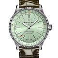 Breitling Breitling Navitimer Automatic 35 A17395361L1P1  A17395361L1P1 механические женские часы зеленый циферблат, браслет кожаный — вид спереди