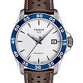 Tissot Tissot V8 Swissmatic T106.407.16.031.00 V8  T1064071603100 механические мужские часы белый циферблат, браслет кожаный — вид спереди