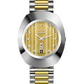 Rado Rado The Original R12305304  R12305304 кварцевые мужские часы золотой циферблат, браслет нержавеющая сталь с pvd-покрытием — вид спереди