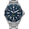 TAG Heuer TAG Heuer Aquaracer Calibre 5 Automatic WAY201B.BA0927  WAY201B.BA0927 механические мужские часы синий циферблат, браслет нержавеющая сталь — вид спереди