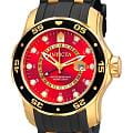 Invicta Invicta Pro Diver IN6992  IN6992 кварцевые мужские часы красный циферблат, браслет сталь с ip покрытием + силикон — вид спереди