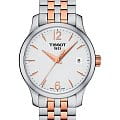 Tissot Tissot Tradition Lady T063.210.22.037.01 Tradition T0632102203701 кварцевые женские часы белый циферблат, браслет сталь c pvd покрытием — вид спереди
