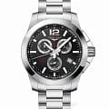 Longines Longines HydroConquest L3.800.4.56.6  L38004566 кварцевые мужские часы черный циферблат, браслет нержавеющая сталь — вид спереди