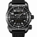 Breitling Breitling Emergency V76325221B1S1  V76325221B1S1 кварцевые мужские часы черный циферблат, браслет каучук — вид спереди