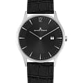 Jacques Lemans Jacques Lemans 1-2028A  1-2028A кварцевые мужские часы черный циферблат, браслет кожаный — вид спереди