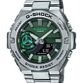 Casio Casio G-Shock GST-B500AD-3A GST G-Steel GST-B500AD-3A электронные мужские часы зеленый циферблат, браслет нержавеющая сталь — вид спереди