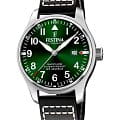 Festina Festina Automatic F20151/2  F20151/2 механические мужские часы зеленый циферблат, браслет кожаный — вид спереди
