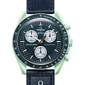 Swatch Swatch x Omega Bioceramic Moonswatch Mission on Earth SO33G100  SO33G100 кварцевые мужские часы синий циферблат, браслет нейлон — вид спереди
