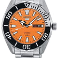 Seiko Seiko 5 Sports SRPC55K1S  SRPC55K1S механические мужские часы оранжевый циферблат, браслет нержавеющая сталь — вид спереди