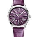 Omega Omega De Ville Mini Tresor 428.18.36.60.10.003  42818366010003 кварцевые женские часы фиолетовый циферблат, браслет кожаный — вид спереди