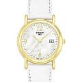 Tissot Tissot Carson Lady 18K Gold T71.3.129.74 Carson T71312974 кварцевые женские часы белый циферблат, браслет кожаный — вид спереди