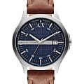 Armani Exchange Armani Exchange Hampton AX2133  AX2133 кварцевые мужские часы синий циферблат, браслет кожаный — вид спереди