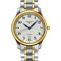 Longines Longines Master Collection L2.628.5.78.7  L26285787 механические мужские часы белый циферблат, браслет нержавеющая сталь + золото 18к — вид спереди
