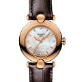 Tissot Tissot Pretty Lady 18K Gold T918.210.76.116.00  T9182107611600 кварцевые женские часы перламутровый циферблат, браслет кожаный — вид спереди
